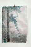 C. Theis, Jagdgründe, Förster im Nebel, 2012, chin. Tusche, Kohle, Transparentpapier, 42 x 29,7 cm