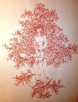 Bea Emsbach, Schamanin, 2003-2008, Werkreihe Fremde Frauen Kolbenfüller, Tinte auf Papier, 42 x 30 cm, gerahmt (hell)