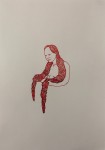 Bea Emsbach, Haar, 2002, Kolbenfüller/Rote Tinte auf Papier, 21x30 cm