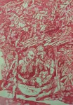 Bea Emsbach, Unterstand, 2015, Kolbenfüller/Rote Tinte auf Papier