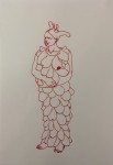 Bea Emsbach, o.T., undatiert, Kolbenfüller/Rote Tinte auf Papier, 21x30 cm