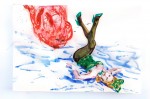 Cony Theis, Bunnies 8 (Julie), 2013, Aquarell, Tusche und Ölfarbe auf Transparentpapier, 29,7x42 cm