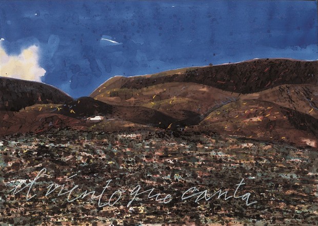 Peter Wehr, der Wind, der singt, Montañas Morros de Bayuyo, 2000, Wasserfarben und Kreide auf Papier, 70x100 cm