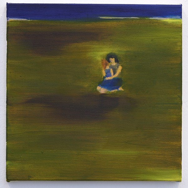 Barbara Petzold, Alm, 2018, Öl auf Leinen, 34 x 34 cm