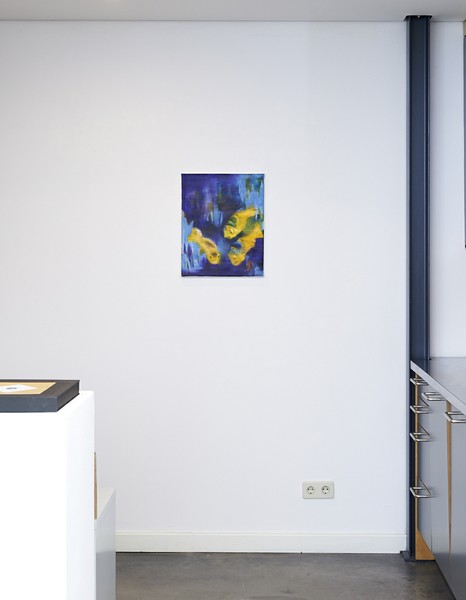 Galerieansicht mit Barbara Petzold, mixed fish, 2018, Öl auf Nessel, 18 x 24 cm