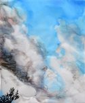 Cony Theis, Wolken II, Chin. Tusche und Ölfarben auf Transparentpapier, 2018, 60 x 50 cm
