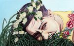 Amina Broggi, Ins Gras beißen 1, 2018, Acryl auf Leinwand, 50 x 80 cm