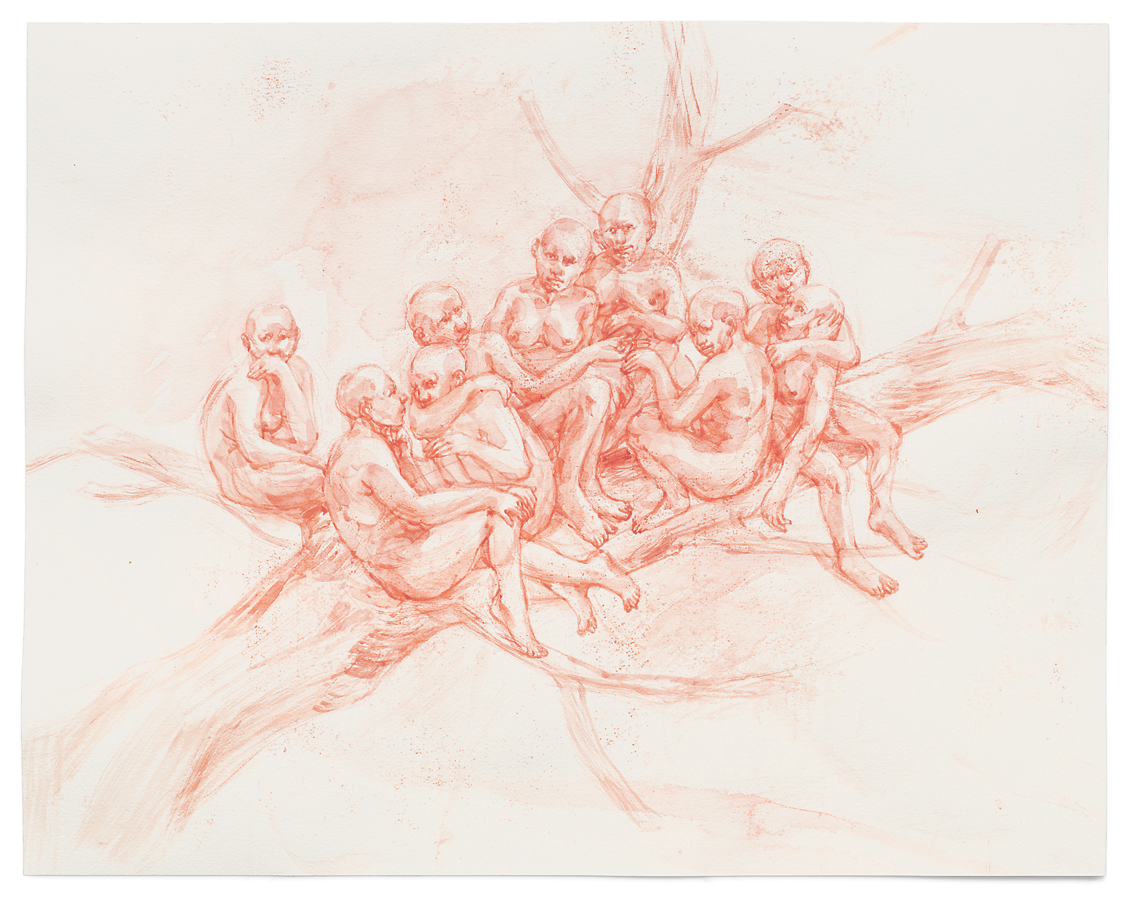 Bea Emsbach, Sippe. Studien zum Leben in den Wäldern, Aquarell auf Arches Bütten, 45 x 57cm, 2019