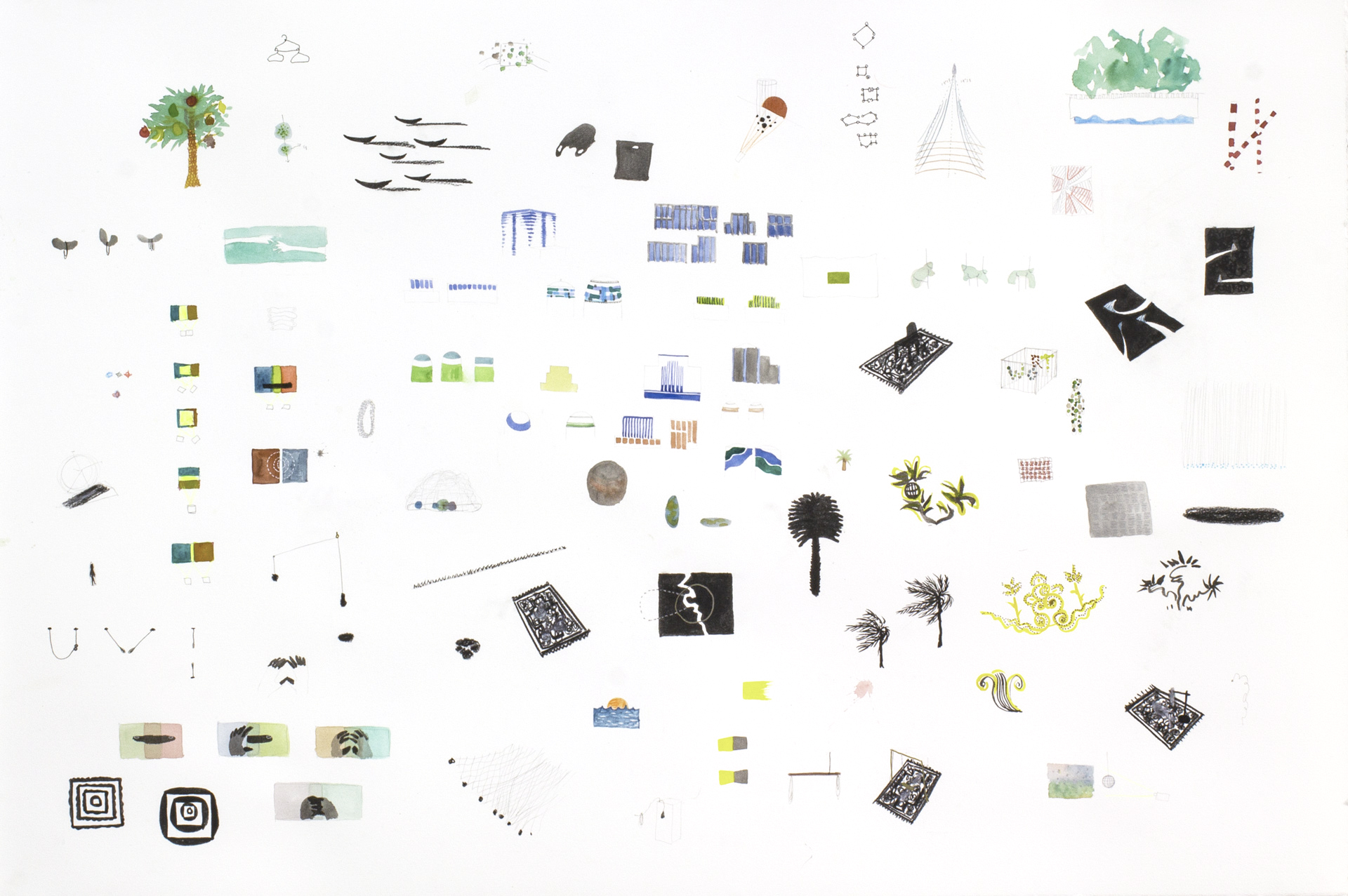 Naho Kawabe, Serie Pits(C2), 2020, Bleistift, Aquarell, Kohle auf Papier, 76 x 110 cm_1.600€