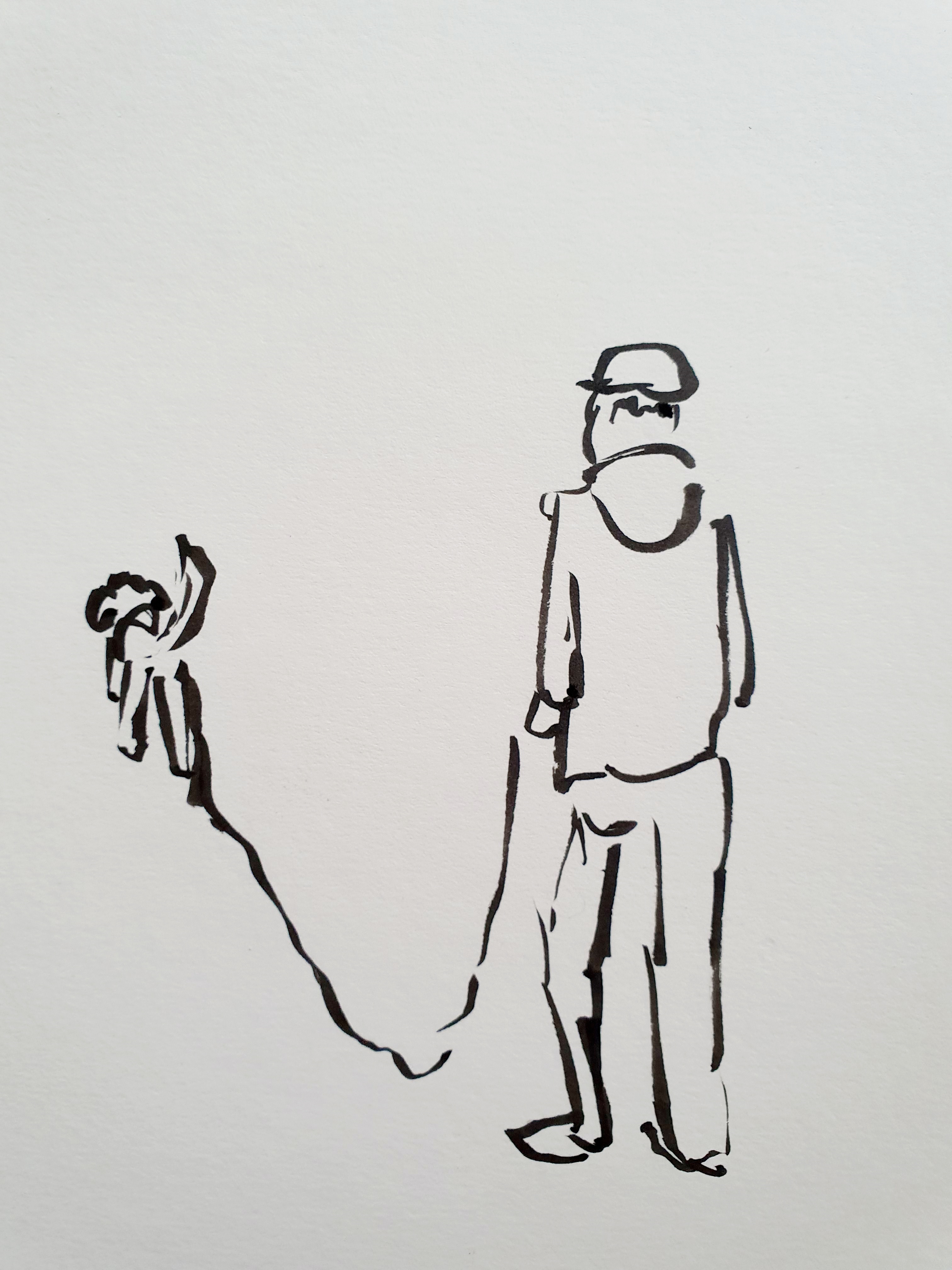 Barbara Petzold, Leben mit Hund, 2021, Tusche, 14,8 x 21 cm, 