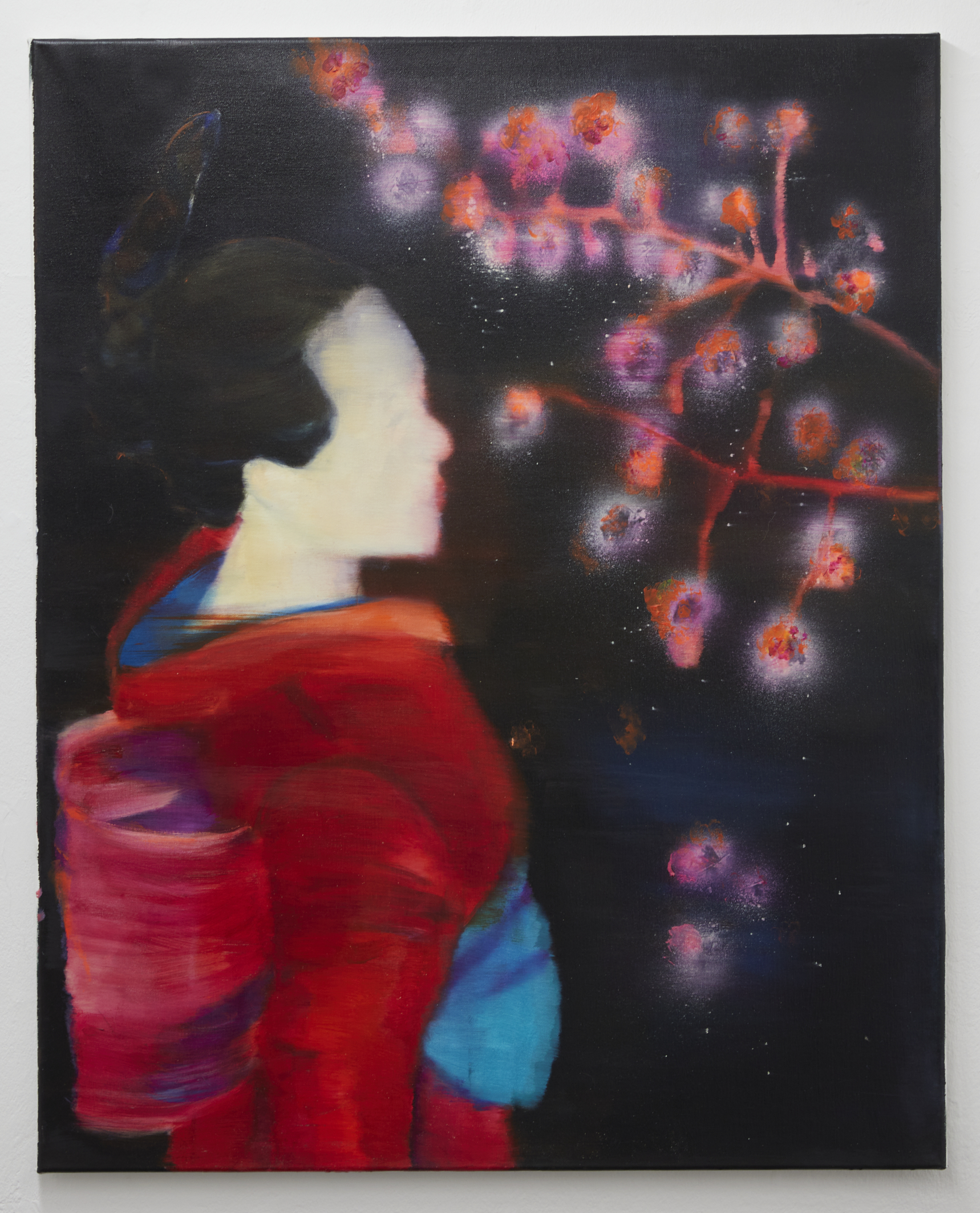 Barbara Petzold,Hanami, 2017, Öl auf Nessel, 100 x 80 cm