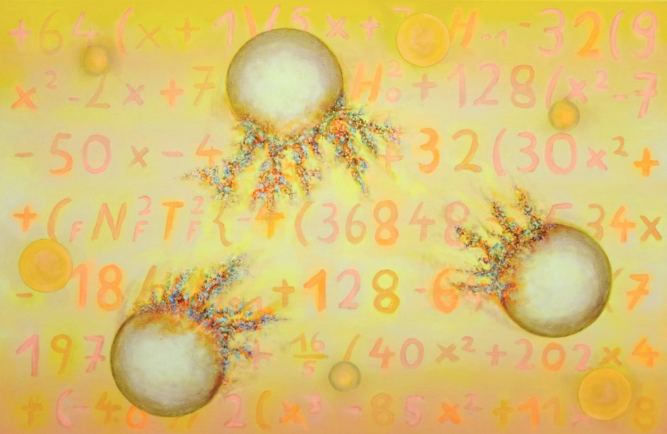 Manfred Eichhorn, splitting_system_1, 105 x 70 cm, Acryl und Öl auf Leinwand, 2022