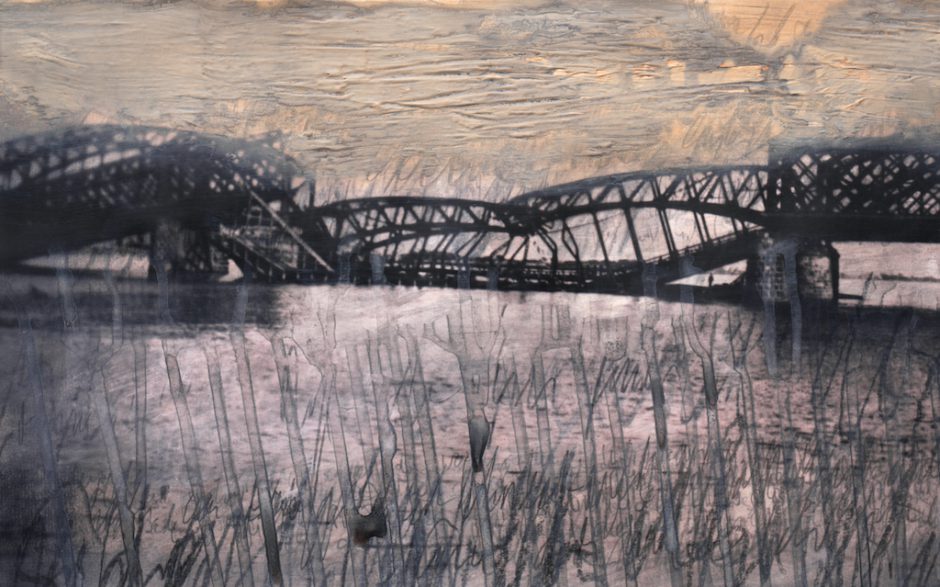 Thomas Kälberloh, Brücke 30, 2021, Mixed Media auf Print, 21 x 33,5 cm