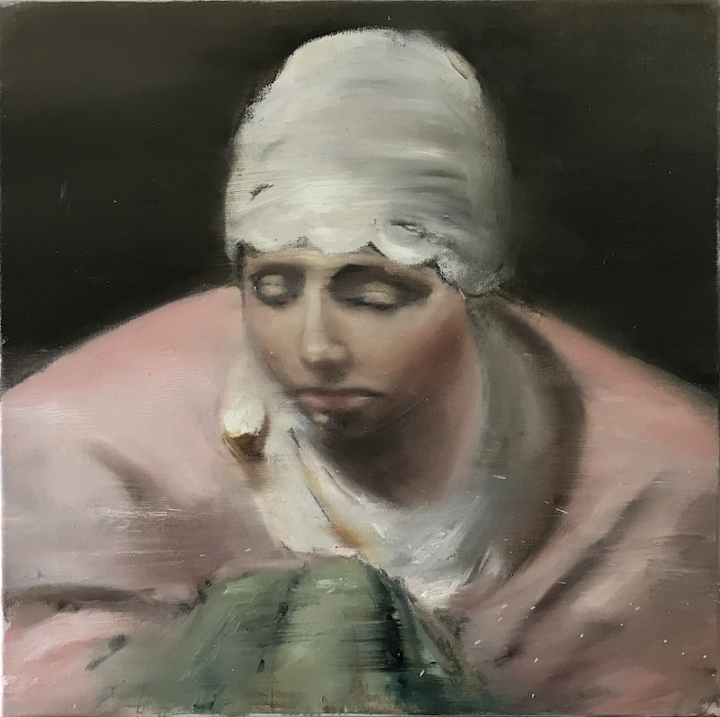 Hommage an Vermeer, 2023, Öl auf Leinwand, 50 x 50 cm
