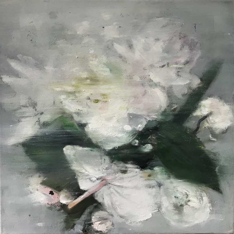 White Flowers, 2023, Öl auf Leinwand, 50 x 50 cm