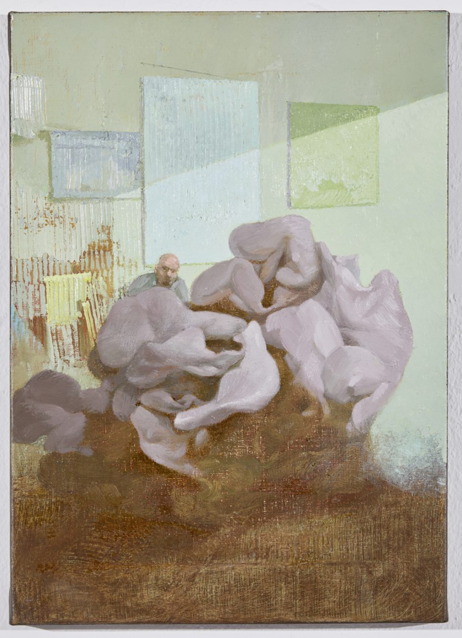 Ivan Kostolov, Selbstbildnis (after Party), 2023, Öl auf Leinand, 25 x 30 cm