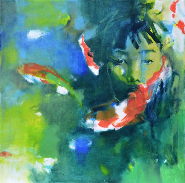 Natsuki, 2023, 40 x 40 cm, Öl auf Leinwand