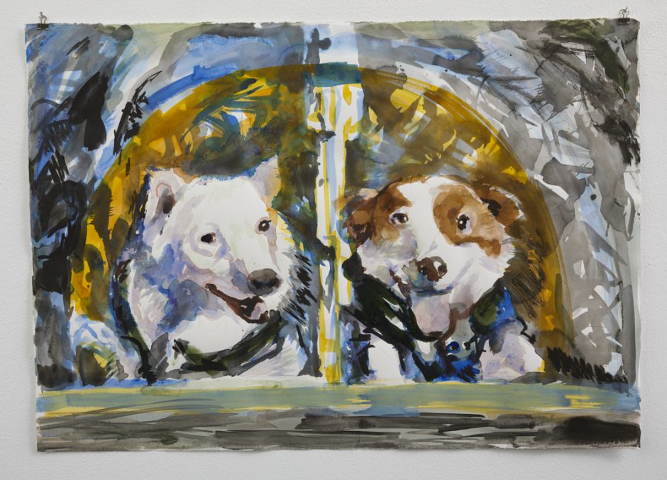 Belka & Strelka, 2015,
Chin. Tusche auf Bütten,
53,5 x 76 cm