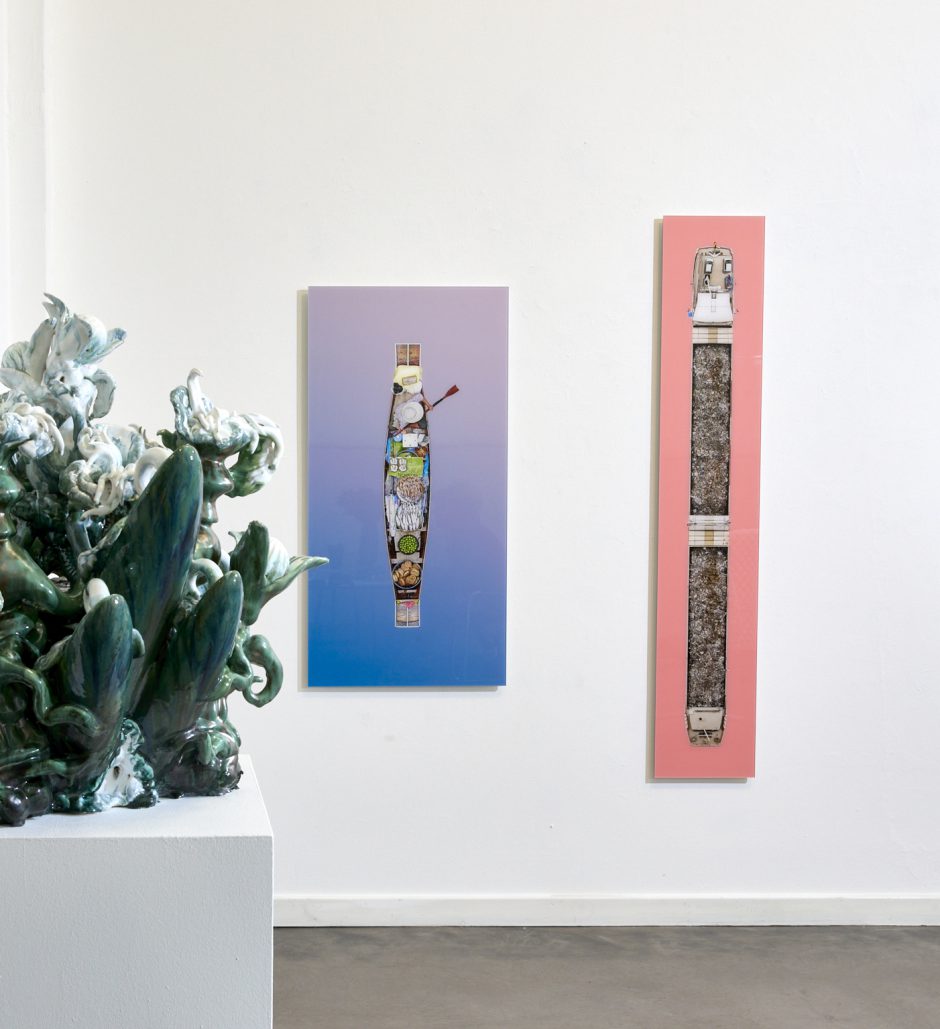 Ausstellungsansicht mit einer Skulptur von Keiyona C. Stumpf