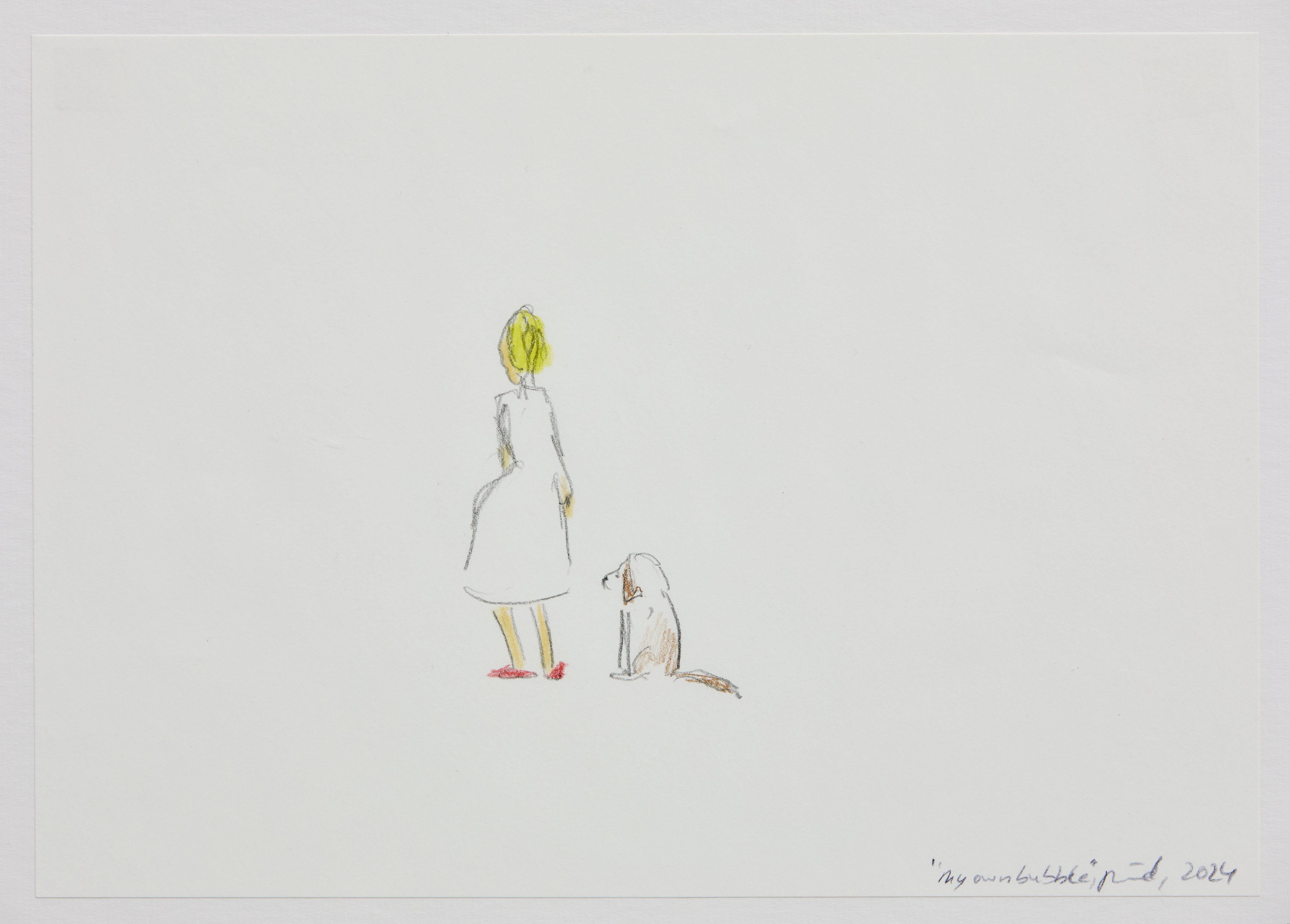 Barbara Petzold, In my own Bubble, 2024, Bleistift, Farbstift, 21 x 29,5 cm