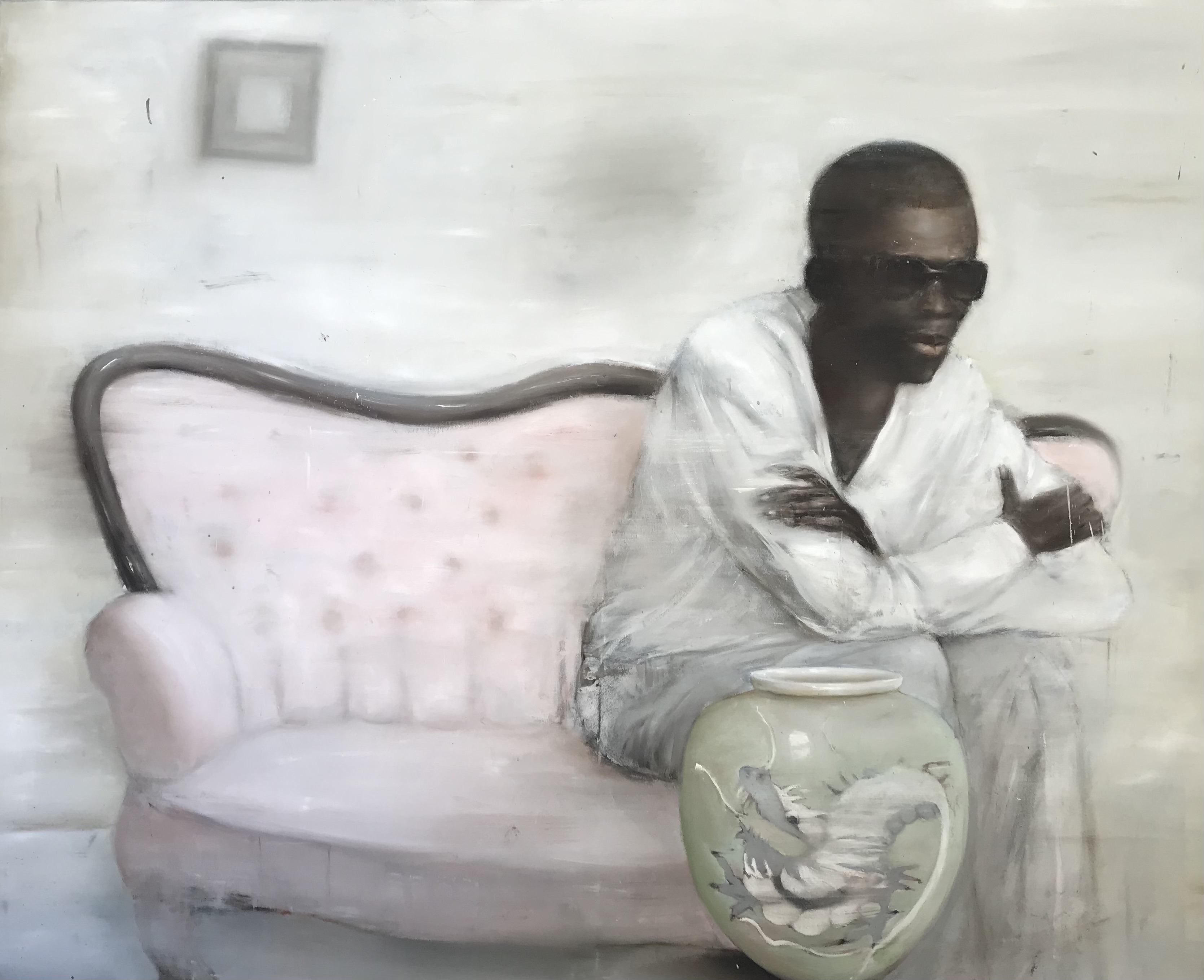 Ransome Stanley, Sapeur, 2024, Öl auf Leinwand, 160 x 200 cm