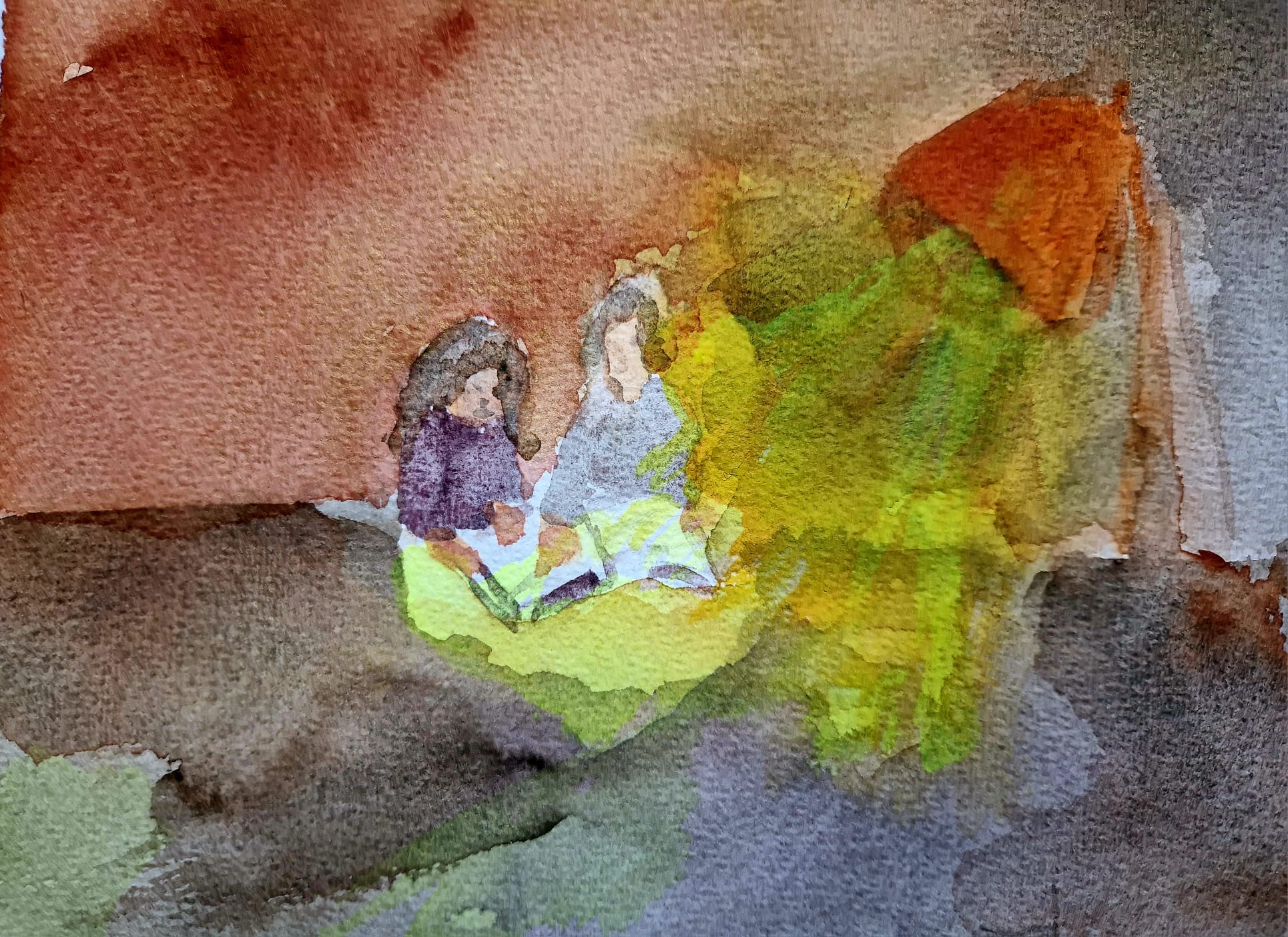 Barbara Petzold, Leben am Küchentisch, 2024, Aquarell, 17 x 24 cm