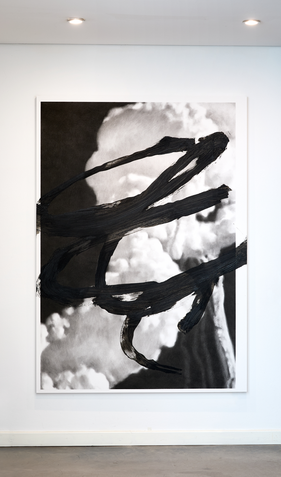 Nuage 1, 2024, Charcoal, black stone on paper glued on wood, mounted on canvas,190 x 135 cm
